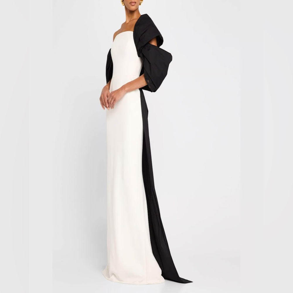 Marchesa Notte Cape Back Column Gown